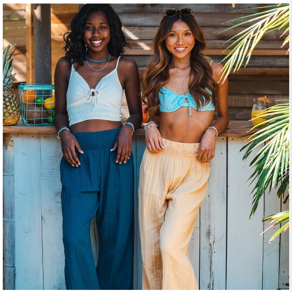 Lotus & Luna Wide Leg Pants in Moroccan Blue - Picture 2 of 12